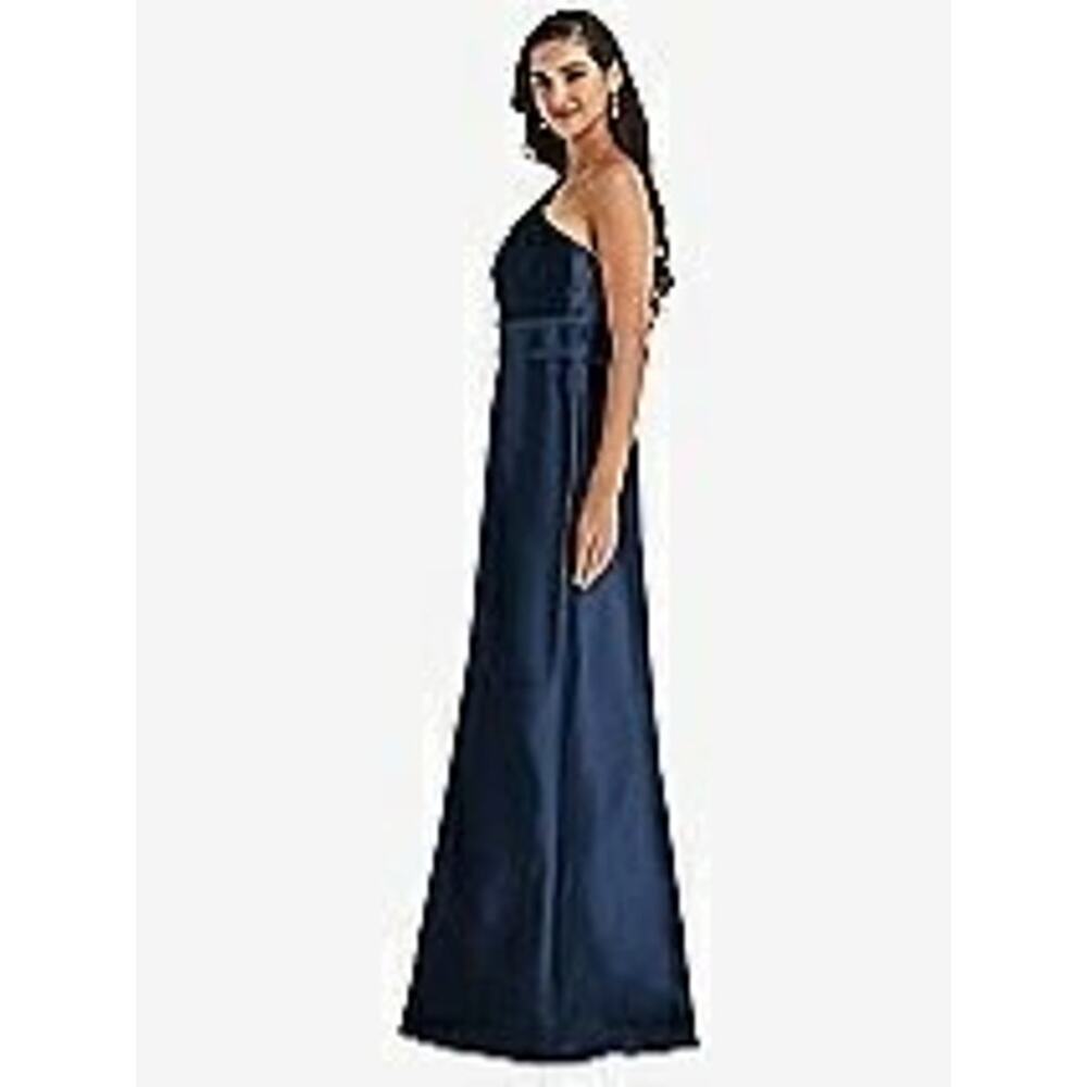 Alfred Sung Style D815 Draped One-Shoulder Satin Maxi Dress Size 14 - Picture 5 of 8